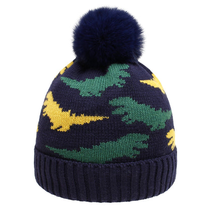 Wholesale Baby Knitted Hat Dinosaur Jacquard Acrylic Knitted Hat