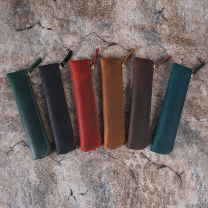 Cowhide Simple Pencil Case