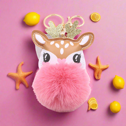 Christmas Cute Fawn Plush Keychain