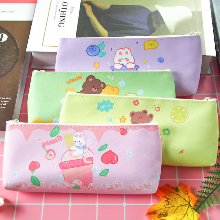 Creative PU Leather Cartoon Bear Rabbit Pencil Case