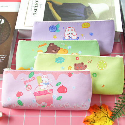 Creative PU Leather Cartoon Bear Rabbit Pencil Case