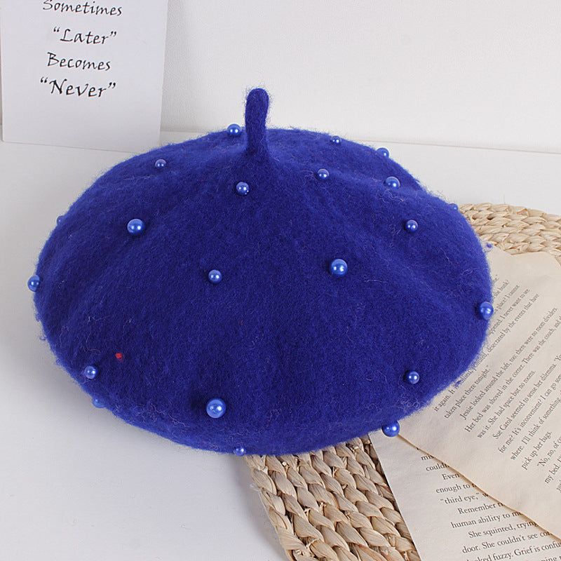 Wholesale Autumn and Winter Pearl Children's Beret Pearl Hat