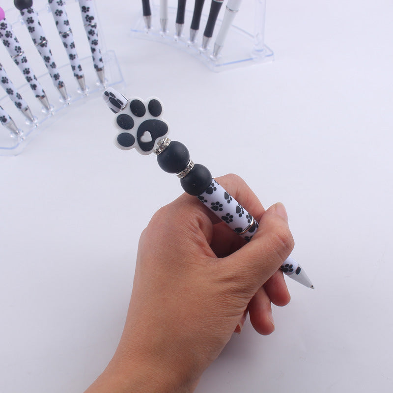 Handmade Bead Pen Cartoon Dog Paw Silicone Ballpoint