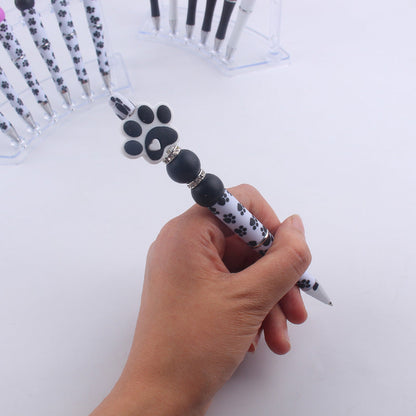 Handmade Bead Pen Cartoon Dog Paw Silicone Ballpoint