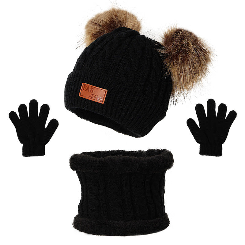 Wholesale Children Woolen Hat Scarf Gloves Three Piece Set