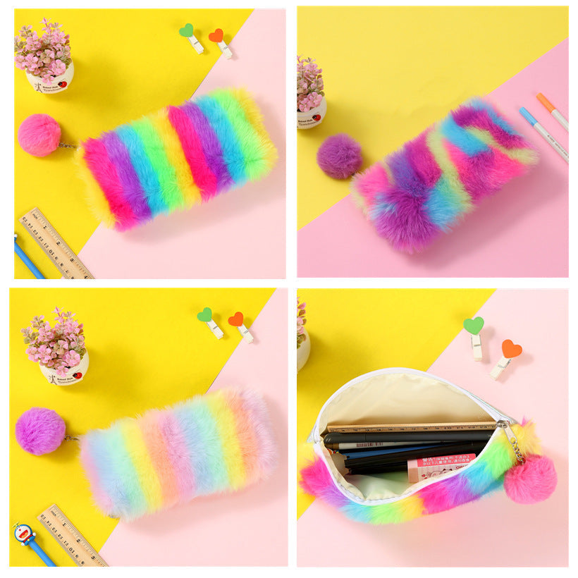 Colorful Plush Pencil Bags