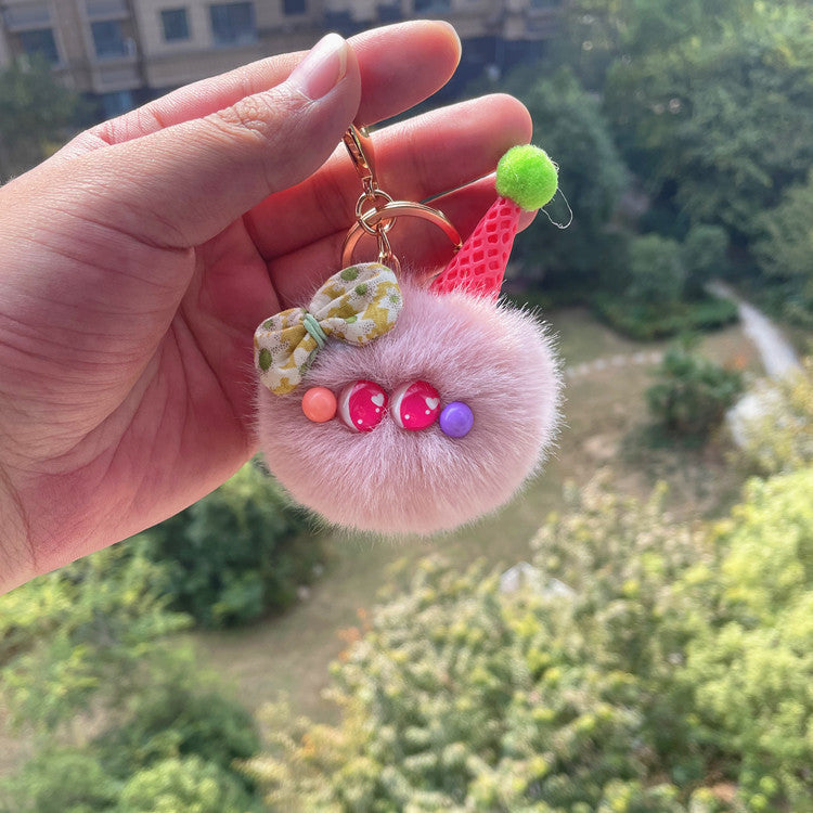 Cute Stupid Plush Ice Cream Keychain