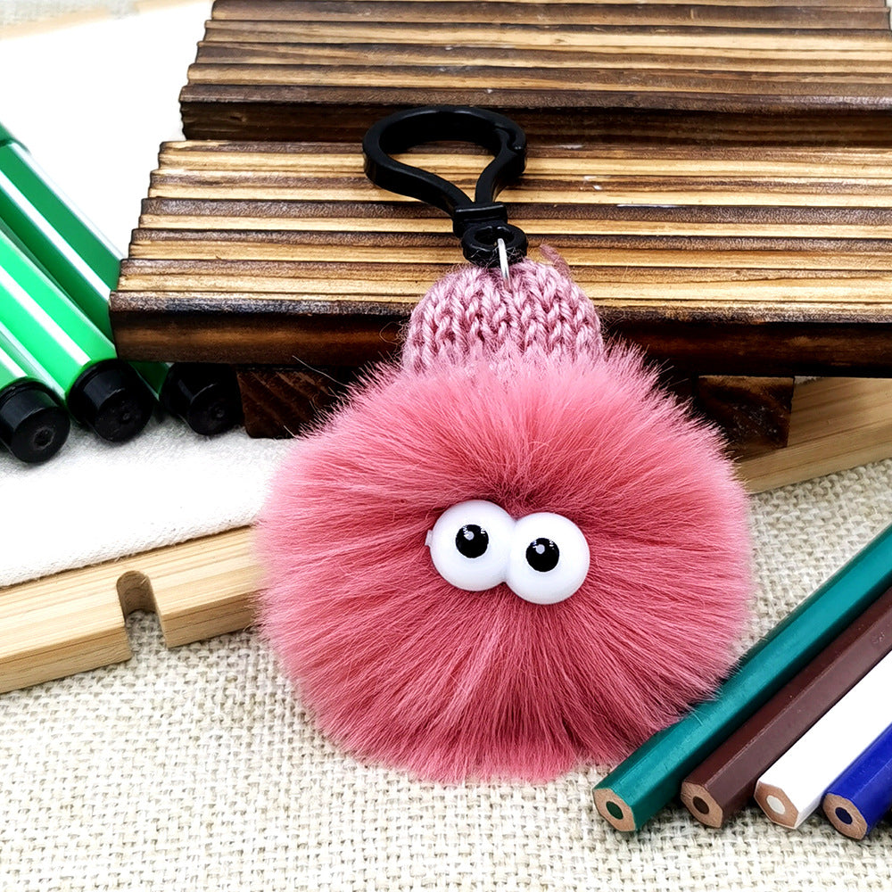 Small Briquettes Imitation Rabbit Fur Key Chain