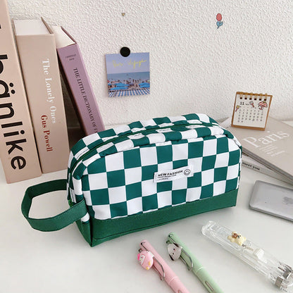 Creative Canvas Contrasting Color Checkerboard Pencil Case