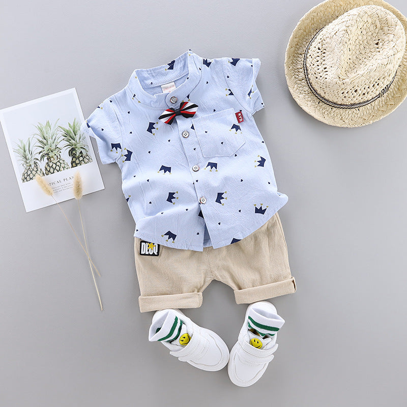 Wholesale Cotton Summer Children's Suit Short Sleeve Suit