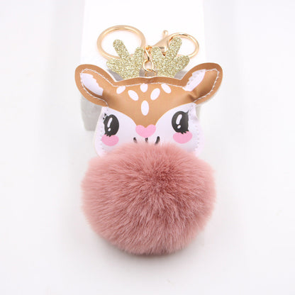 Christmas Cute Fawn Plush Keychain