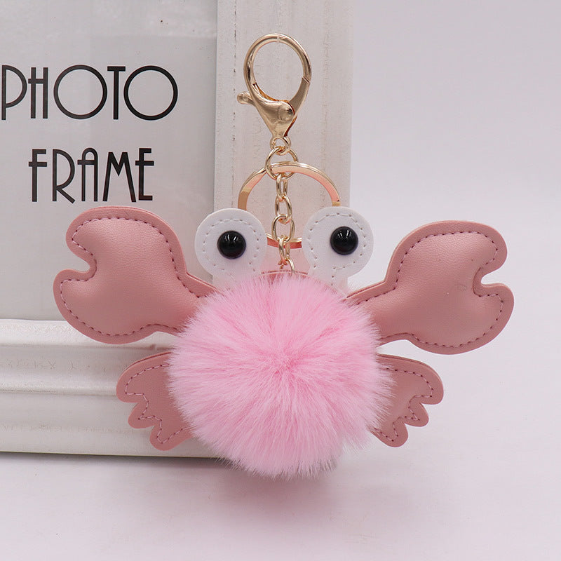 Cartoon Plush Ball Crab Keychain