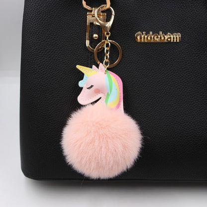 Artificial Fur Unicorn Fur Ball Keychain