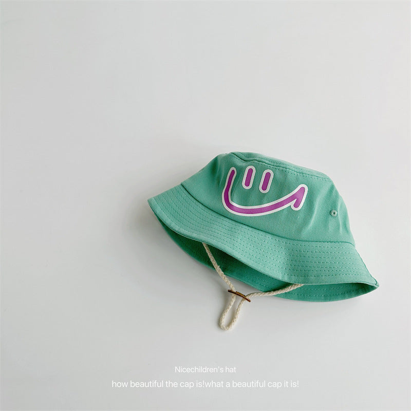 Cotton Kids Big Smiley Face Big Brim Bucket Hat