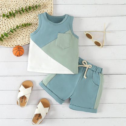 Color Matching Tank Tops and Shorts Baby Cotton Sets