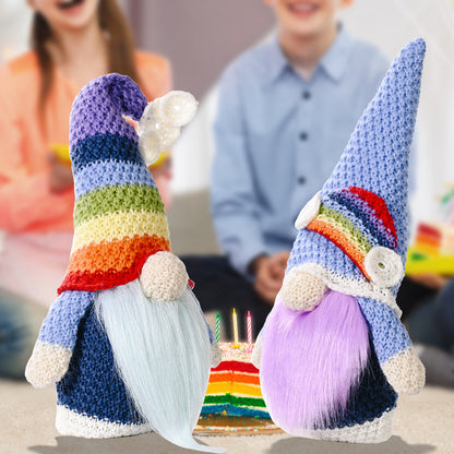 Polyester Knitting Rainbow Elf Rudolph Faceless Doll Colorful