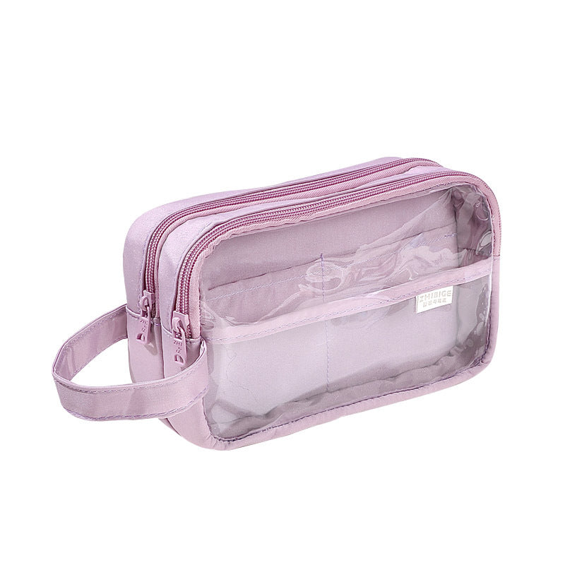2024 Three-layer Extra Large Capacity Transparent Canvas Pencil Case