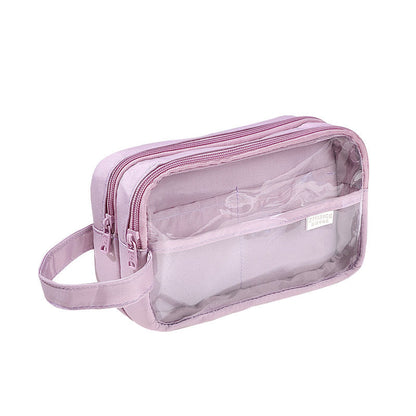 2024 Three-layer Extra Large Capacity Transparent Canvas Pencil Case