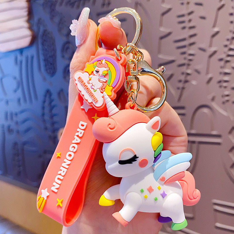 Cartoon Cute Rainbow Horse Unicorn PVC Keychain Cute Keychain