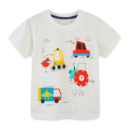 Knitted cotton cartoon round neck baby Tees