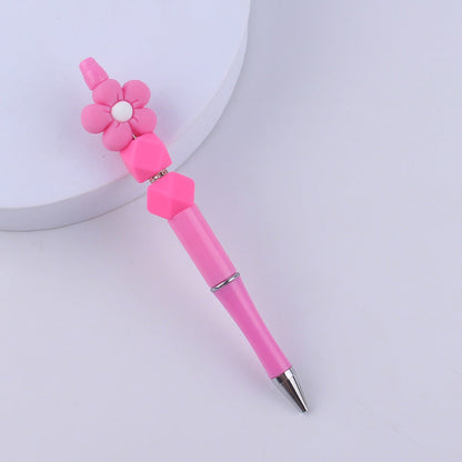 Beadable Pens Handmade Flower Silicone Beaded Ballpoint Pen