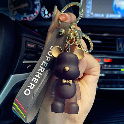 Cartoon Crystal Bow Tie Bear PVC Soft Glue Creative Keychain