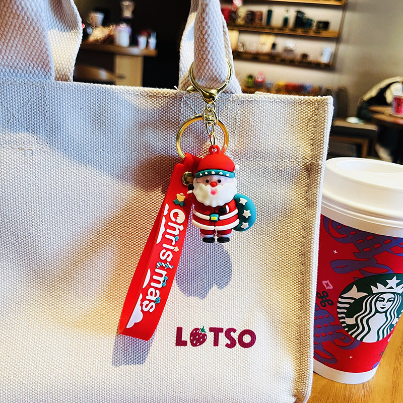 Cartoon Christmas PVC Soft Keychain Creative Keychain