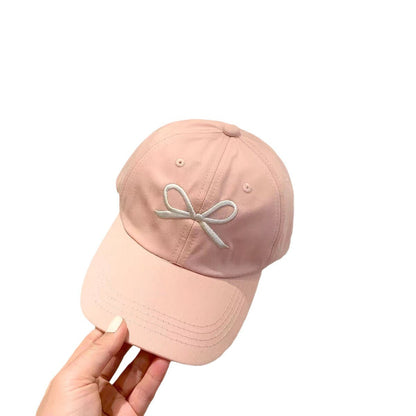 Girls Sweet Embroidered Bow Cap