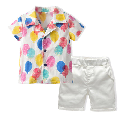 Children's Cotton Printed Shirts and Shorts Sibling Clothing