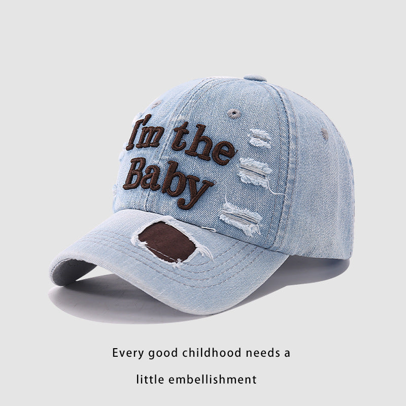 Cotton Embroidered Letter Hole Children's Baseball Caps