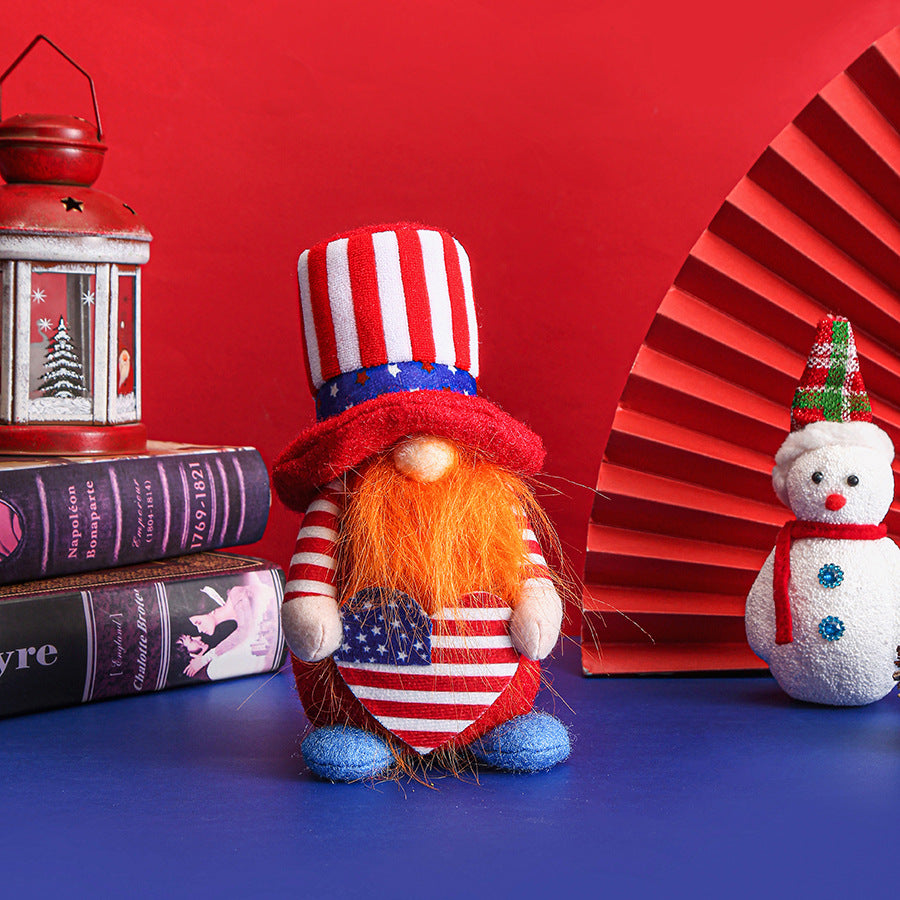 Fabric Independence Day Striped Five Star Faceless Doll