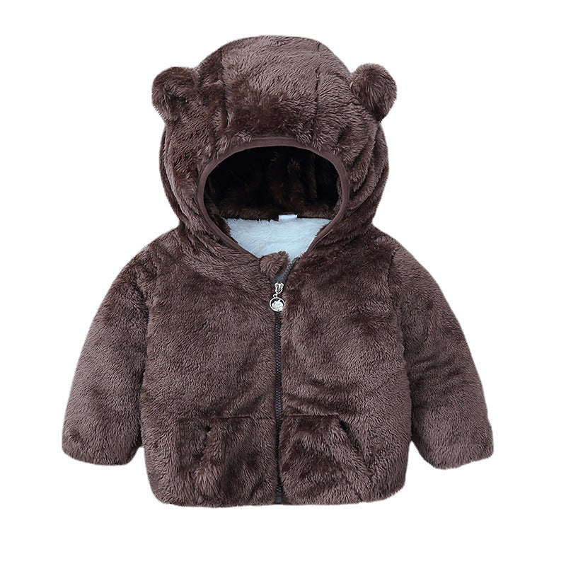 Wholesale Autumn and Winter Coral Plush Thickened Polyester Baby Clothes