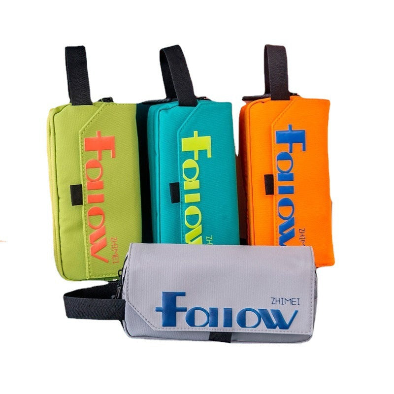 Simple Large Capacity Solid Color Canvas Pencil Case