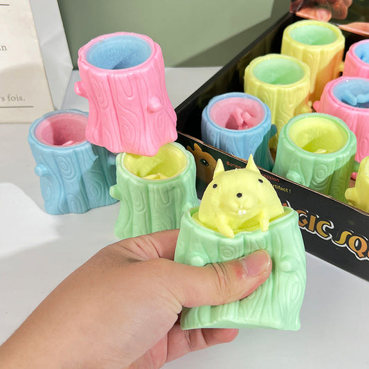 Wholesale 12pcs/box Halloween Decompression Squirrel Squeeze Cup Decompression Vinyl Toy