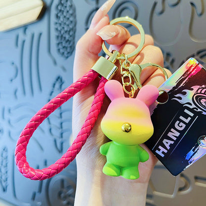Cartoon Gradient Color Bear PVC Soft Glue Creative Keychain
