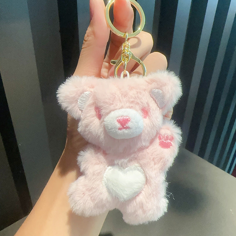 Cartoon Love Teddy Bear Plush Keychain