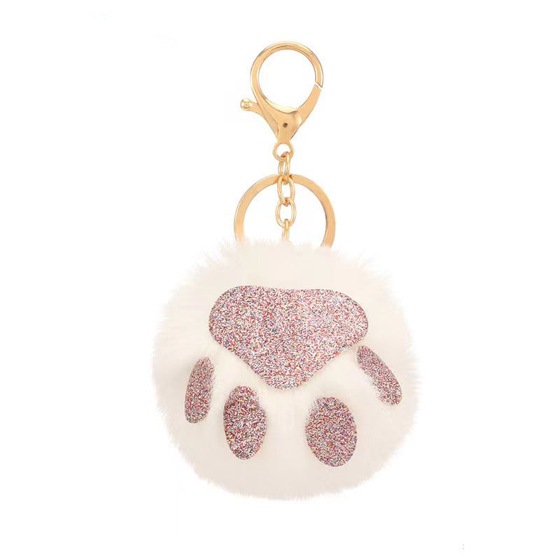 Fur Ball Cat Claw Plush Keychain