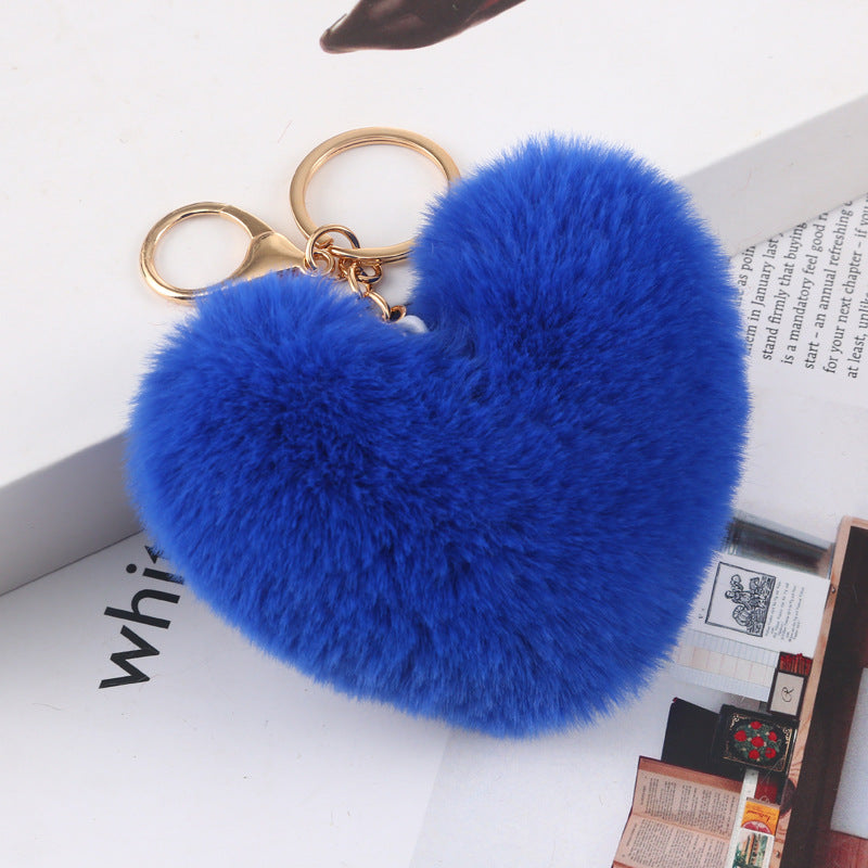 Plush Love Keychain Peach Heart Ball Keychain