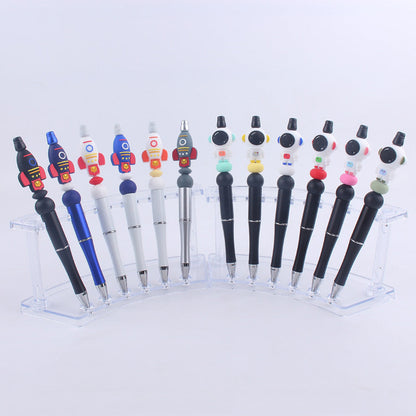 Handmade Bead Pen Cartoon Rocket Astronaut Silicone Ballpoint