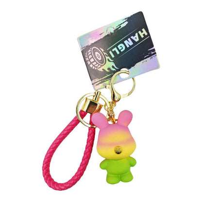Cartoon Gradient Color Bear PVC Soft Glue Creative Keychain