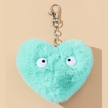 Cute Eyes Peach Heart Plush Keychain