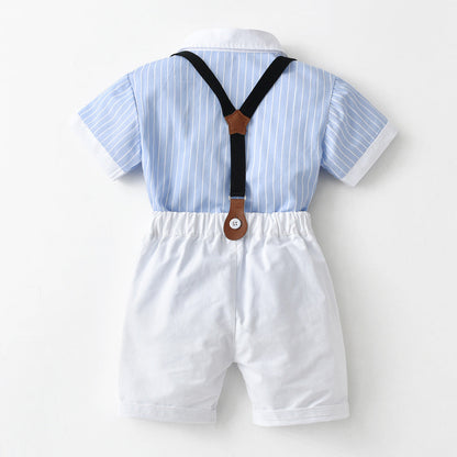 Children's Cotton Shirt and Suspender Four Piece Set