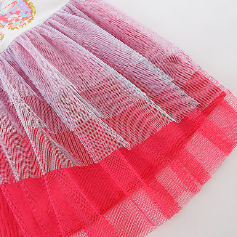 Girls Round Neck Lace Cotton Princess Dress Baby Clothes