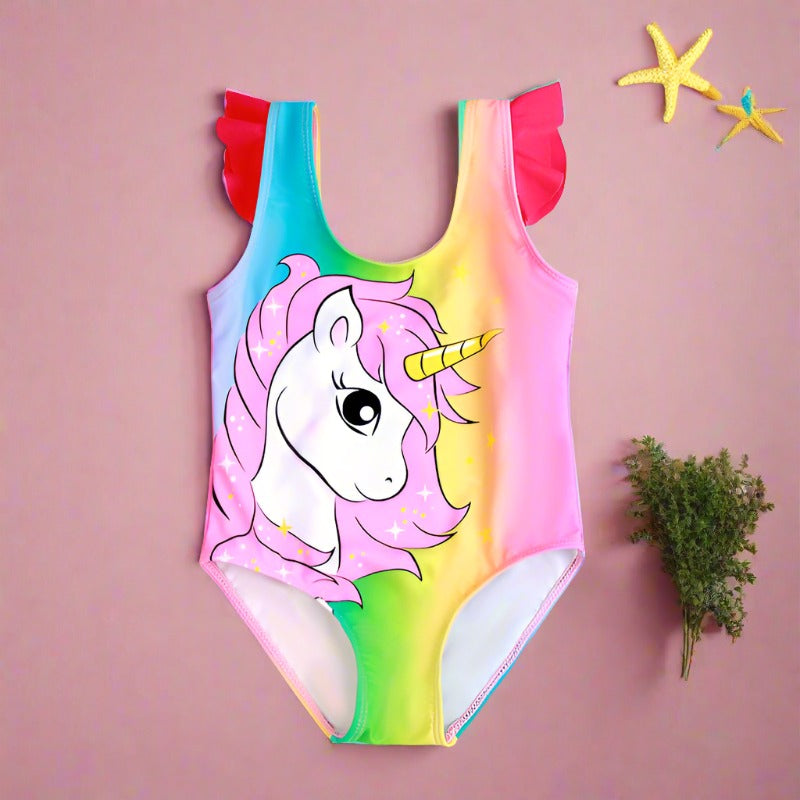 One Piece Leopard Pattern Baby Girl High Elastic Swimwear