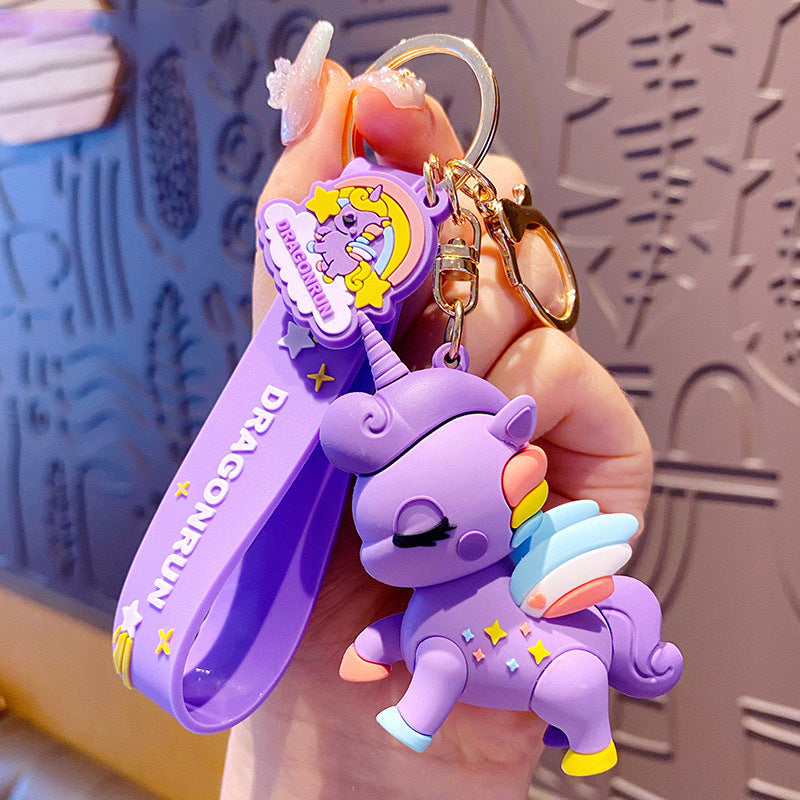 Cartoon Cute Rainbow Horse Unicorn PVC Keychain Cute Keychain