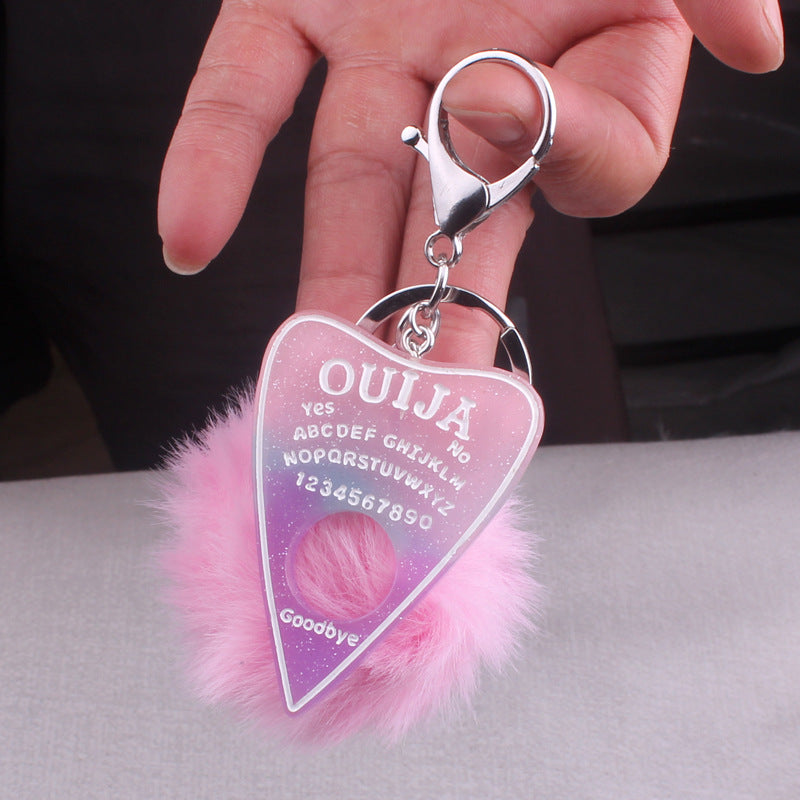 Resin Heart-shaped Card Divination Fur Ball Keychain