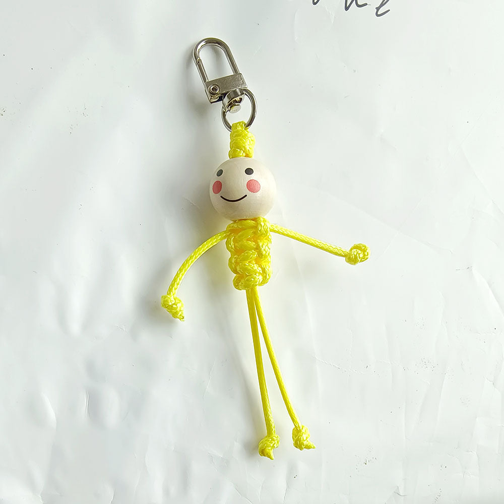 Stickman Keychain Beads Smiley Face School Bag Pendant