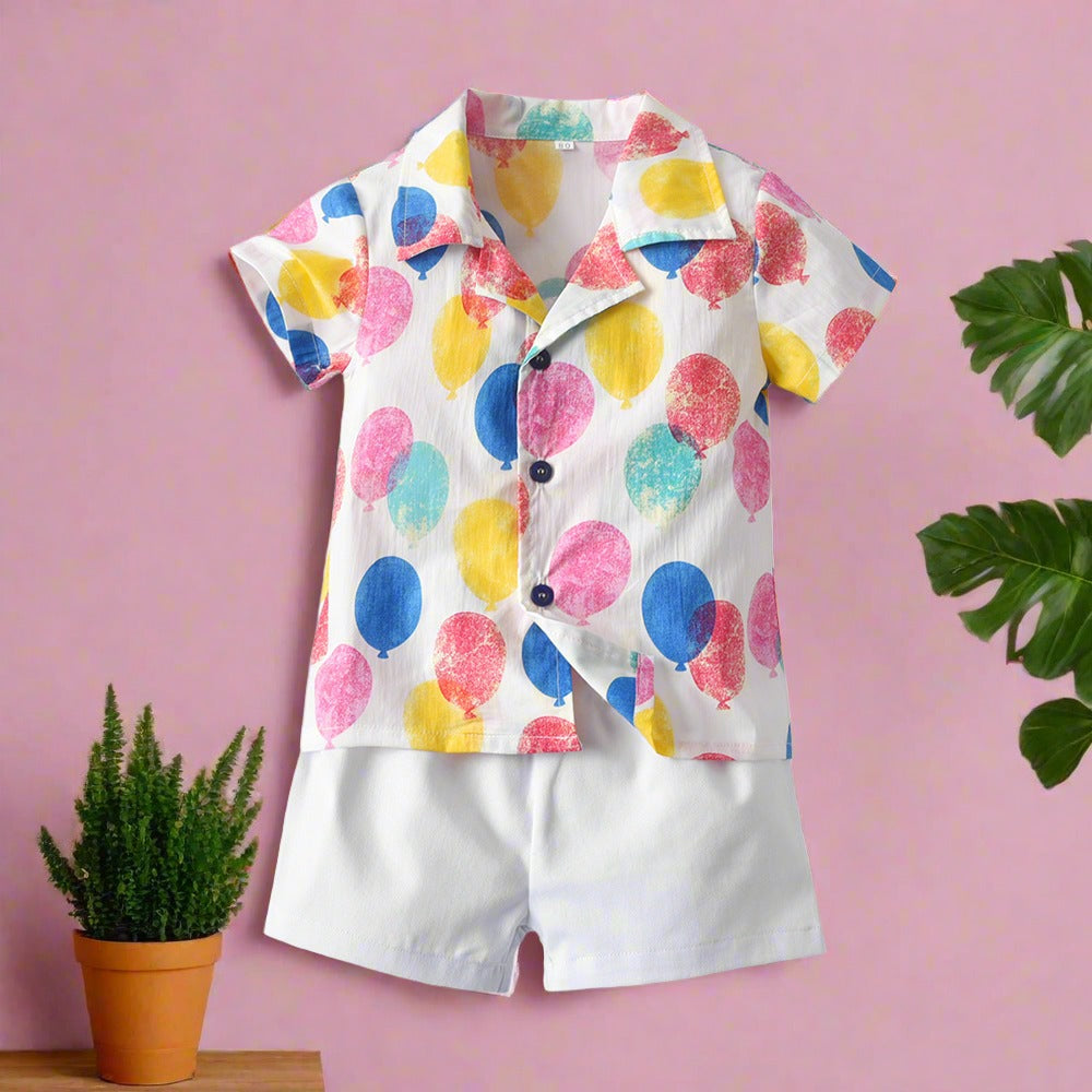 Children's Cotton Printed Shirts and Shorts Sibling Clothing