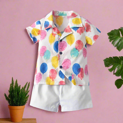 Children's Cotton Printed Shirts and Shorts Sibling Clothing