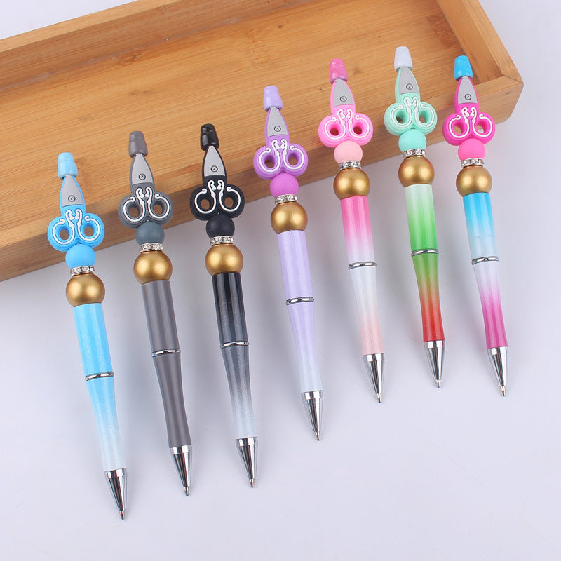 Cartoon Silicone Scissors, Handmade Plastic Bead Pens